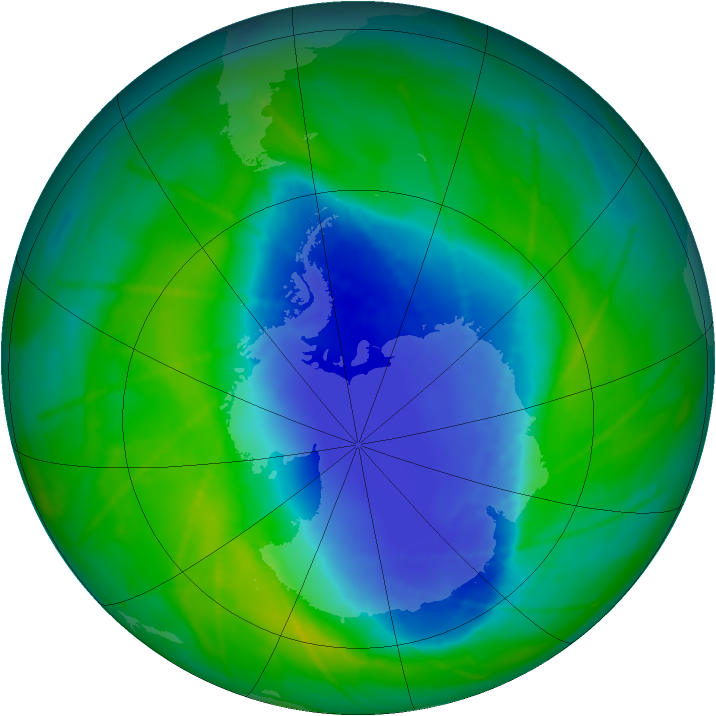 Antarctic ozone map for 29 November 2010